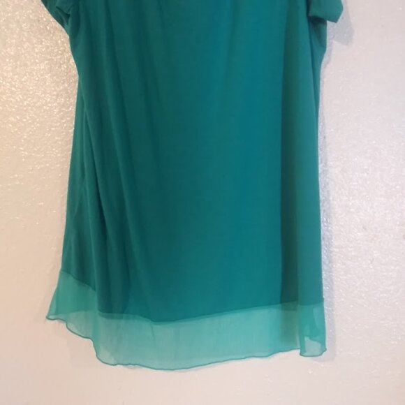Just My size Women's size 2XL eco teal chiffon trim tunic top - Picture 6 of 13